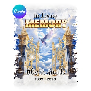 Blue Funeral Template Png Canva | Funeral Shirts Templates Blue | Shirt Template Blue | Loving Memory Png  Gold Heavens Gate Memorial