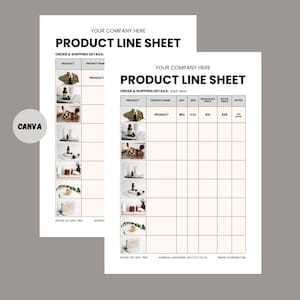 Line Sheet Template Canva | Editable Wholesale Catelog | Product Sales Sheet | Price List Template | Business Pricing Guide | Canva Template