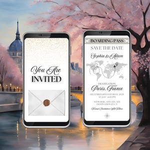 Save The Date Video Destination Wedding Invitation Template | Boarding Pass Save The Date | Destination Wedding | Animated Save The Date
