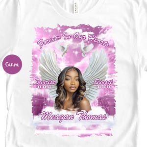 Forever In Our Hearts Shirt Template | Purple Memorial Shirt Template | Memorial Shirt Purple | Purple Memorial Background | Canva Template