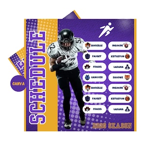 Football Schedule Template Canva | Editable Canva Design For Sports Teams | Customizable Planner | Game Day Graphics | Game Day