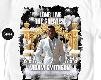 Long Live The Greatest Template | Rip Shirt Template | Editable Memorial Png Design | Funeral T-Shirt Template | Canva Template