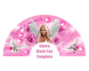 Clack Fan Template-Denkmal | Bearbeitbares Gedenkdesign | Clack Fan Vorlage | Canva Ziehen & Ablegen Vorlage | Anpassbarer Fan für jeden Anlass
