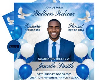 Balloon Release Flyer | Editable Canva Template | Memorial Flyer | Funeral Flyer | Balloon Release Flyer Template | Diy Memorial Flyer