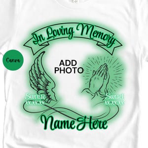 In Loving Memory Shirt Template Green | Editable Memorial Png | Funeral Design | In Loving Memory Shirt Template | Canva Template