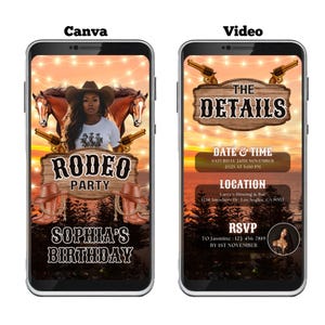 Rodeo Invitation Video | Animated Digital Invite Cowgirl | Cowboy Invitation Video | Western Birthday Invites For Adults | Canva Template