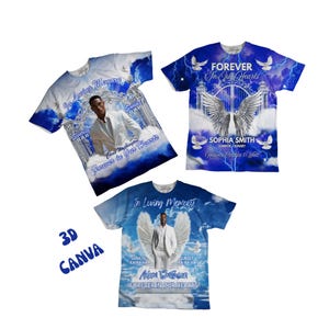 Blue Memorial 3d Shirt | 3d Memorial Shirt Canva | All Over Shirts Memorial Canva | In Loving Memory All Over Print Shirt | Canva Template