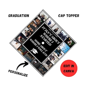 Graduation Hat Topper Canva Template | Graduation Hat Template | Canva Editable | Personalized Graduation Cap Topper | Graduation Party