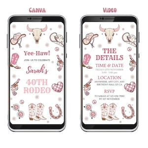 Animated Digital Invite Cowgirl | Cowgirl Birthday Video Template | Customizable Western Party Invitation | Canva Template