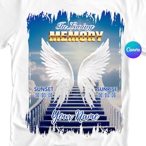 Memorial Tshirt Template Dtf Dtg | Blue Funeral Template Png Canva | Memorial Background For Sublimation T- Shirt