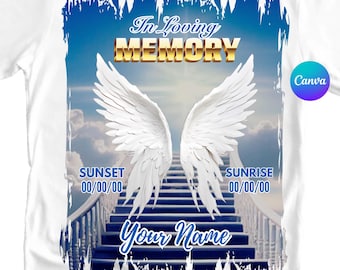 Memorial Tshirt Template Dtf Dtg | Blue Funeral Template Png Canva | Memorial Background For Sublimation T- Shirt