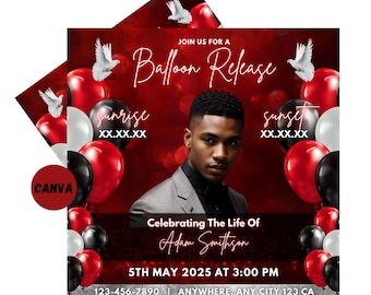 Balloon Release Flyer | Editable Canva Template | Memorial Flyer | Funeral Flyer | Balloon Release Flyer Template | Diy Memorial Flyer