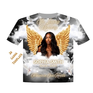 Black And Gold Editable Memorial Background | Memorial Shirt Template Black | 3d Memorial Shirt Canva | 3d Memorial Design Template