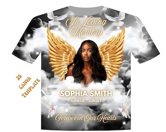 Black And Gold Editable Memorial Background | Memorial Shirt Template Black | 3d Memorial Shirt Canva | 3d Memorial Design Template