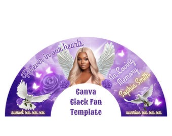 Clack Fan Template-Denkmal | Bearbeitbares Gedenkdesign | Clack Fan Vorlage | Canva Ziehen & Ablegen Vorlage | Anpassbarer Fan für jeden Anlass