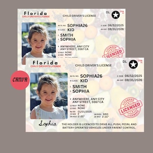 Bewerkbare sjabloon rijbewijs | Kinderen spelen rijbewijs | Bewerkbaar Pretend Play Amerikaans rijbewijs | Afdrukbare speelgoedlicentie