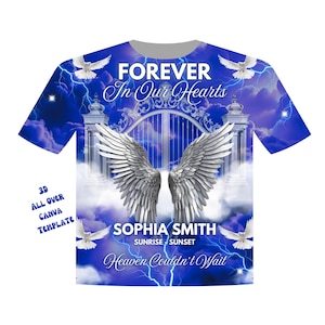 Royal Blue Heaven Background | 3d Memorial Shirt Canva | In Loving Memory | Memorial Background | 3d All Over T-Shirt Design