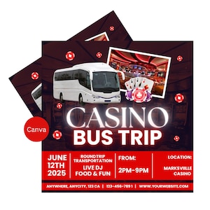 Flyer busreis | Bewerkbare reisbureausjabloon | Sjabloon folder busreis | Bewerkbare evenementkaart | Direct downloaden voor leuke uitstapjes