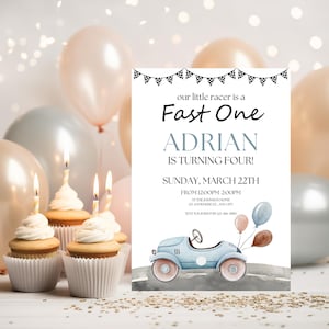 First Lap Around The Track Birthday Invitation | First Lap Around The Track Invitation | First Lap Around The Track Invite Templates