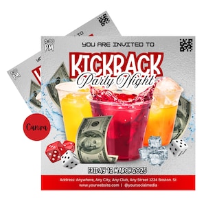 Flyer Template Kickback | Kickback Party Flyer | Editable Kickback Flyer | Editable Kickback Club Flyer | Canva Template | Party Flyer
