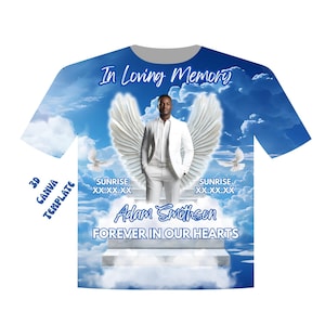 Royal Blue Heaven Background | 3d Memorial Shirt Canva | In Loving Memory | Memorial Background | 3d All Over T-Shirt Design