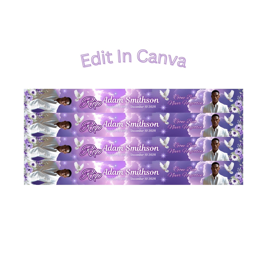 Canva Memorial Ribbon Template | Customizable Funeral Ribbon Design ...