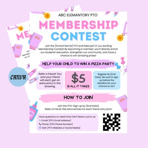 Pta Qr Code Flyer | Pta Membership Drive Flyer | Qr Code For School | Volunteer Recruitment | Editable Template | Pta Meeting | We Need You