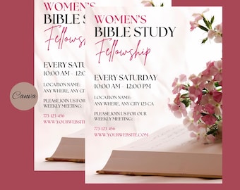Women's Bible Study Flyer | Womens Prayer Flyer | Editable Invitation | Bible Study Invite | Fellowship Meeting Flyer | Canva Template