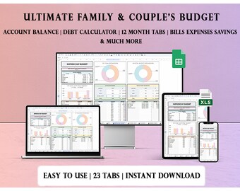 Couples Monthly Budget Planner Google Sheet | Couples Budget Spreadsheet Google Sheets | Couple Budget Excel | Excel Budget Planner | Family