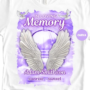 Canva T Shirt Rip Template - Purple | In Loving Memory T-Shirt Template | Memorial T-Shirt Design | Editable Canva Template