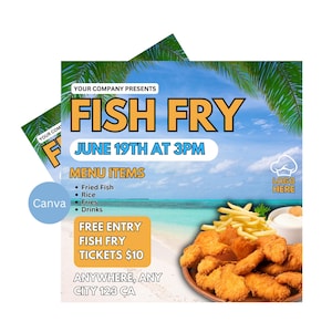 Fish Fry Fundraiser | Fish Fry Fundraiser Template | Editable Flyer For Charity Event | Printable School Fundraiser | Instant Download