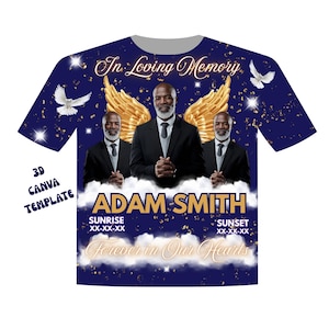 3d Memorial Shirt Canva | In Loving Memory Shirt Png | Rip Shirt Png | Heaven Background With Gold Wings | Blue Heaven Background