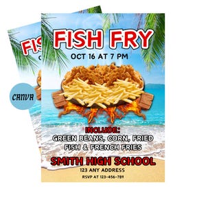 Fish Fry Template | Fish Fry Flyer | Fish And Fries Flyer | Fish Fry Flyer Template | Editable Fish Fry Fundraiser Flyer | Canva Template
