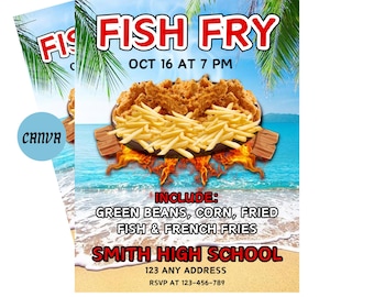 Fish Fry Template | Fish Fry Flyer | Fish And Fries Flyer | Fish Fry Flyer Template | Editable Fish Fry Fundraiser Flyer | Canva Template