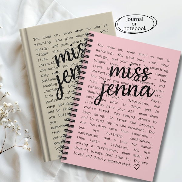 Personalized Dance Teacher Notebook, Custom Dance Coach Gift Journal, Choreography Planner Gift for Dance Instructor, Gift From Dance Team
