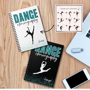 Dance Choreography Notebook, Personalized Dance Journal with Name, Dance Teacher Coach Gift, Dance Team Gift Dance Competition Recital Gift