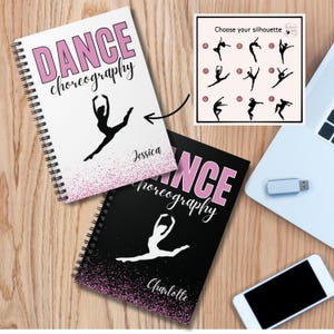 Dance Choreography Notebook, Personalized Dance Journal with Name, Dance Teacher Coach Gift, Dance Competition Recital Gift For Boy Dancer