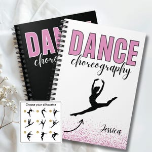 Dance Choreography Notebook, Personalized Dance Journal with Name, Dance Teacher Coach Gift, Dance Competition Recital Gift