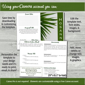 Palm Sunday Hosanna Church Bulletin Template: Customizable Canva Design ...