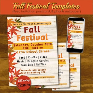 Fall Festival Flyer Template: Church, School, Harvest Invitation (Digital Download)