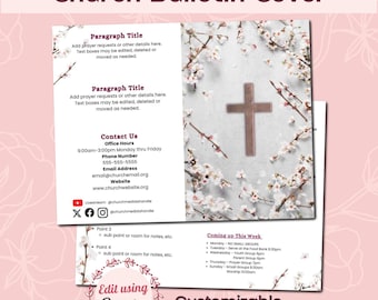 Spring Church Bulletin Cover: Floral Canva Template (Instant Download)