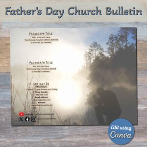Bollettino della Chiesa per la festa del papà / Modello Canva scaricabile immediatamente / Pieghevole 11" x 8,5" / Facile da personalizzare, stampare e pubblicare
