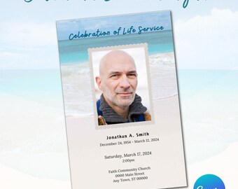 Editable Funeral Program Template: 11"x8.5" Bi-Fold (Instant Download)