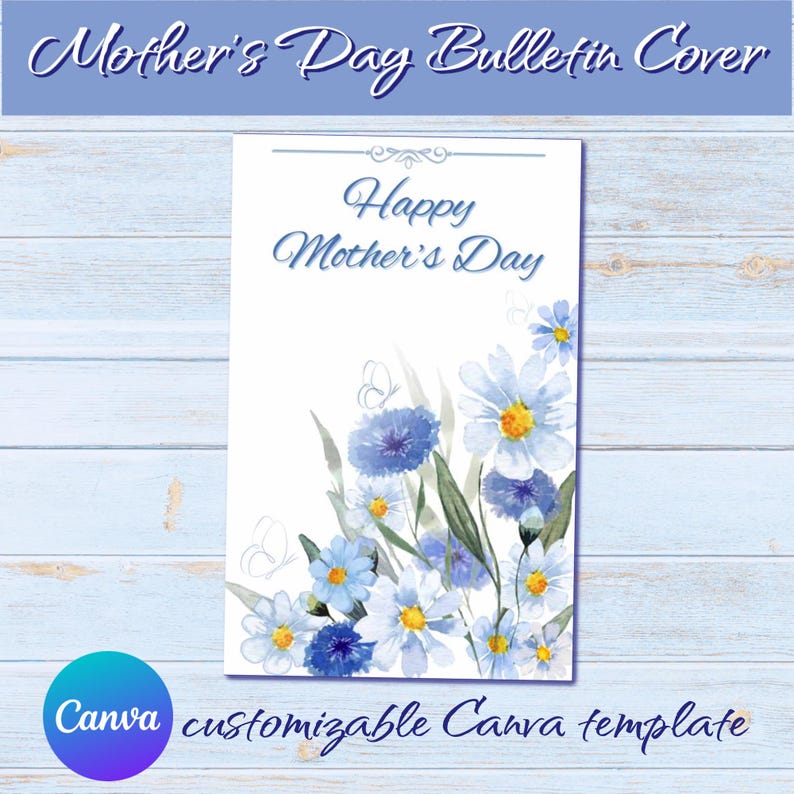 Floral Mother's Day Church Bulletin Cover: Canva Template (11x8.5 ...