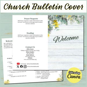 Customizable Church Bulletin Cover | Instant Download Canva Template | 11&quot;x8.5&quot; Bi-Fold Landscape Orientation | Easy to Edit, Print, & Post
