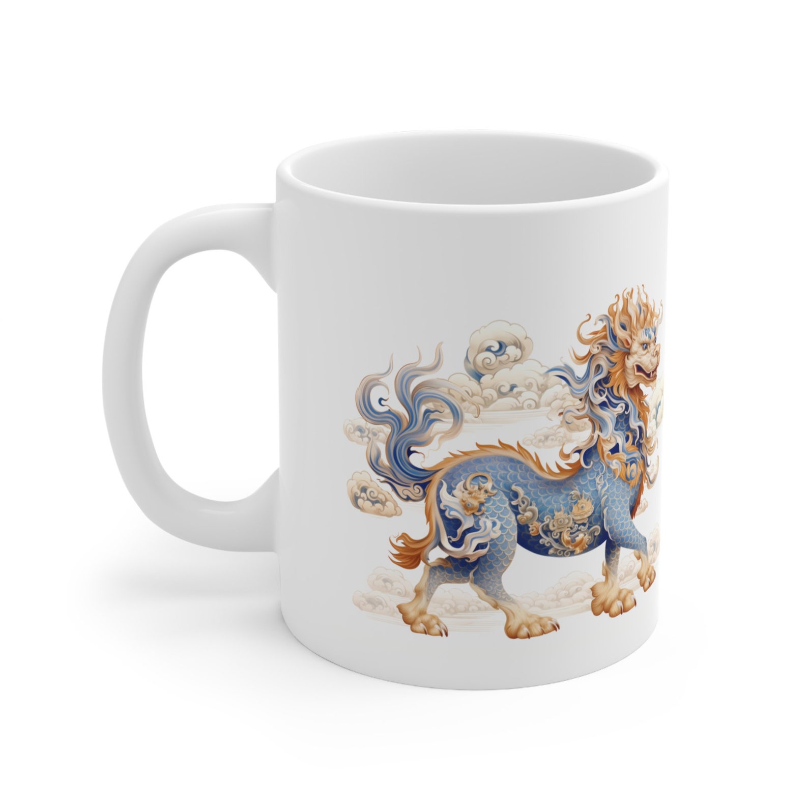 Qilin Mythical Beast Mug, Kirin Mug, Chinese Unicorn Mug, Qilin Ceramic ...