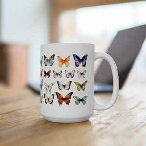 Butterfly Watercolor Mug, Butterfly Coffee Cup, Butterfly Coffee Mug, Butterfly Gifts, Butterfly Lover Gifts, Ceramic Mug 15oz