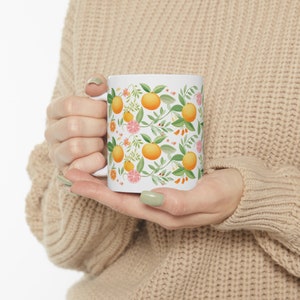 Citrus Fruits Mug, Orange Grapefruit Lemon Cup. Citrus Fruit Coffee and Tea Ceramic Mug 11oz