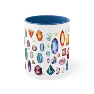 Precious Gemstones Mug, Gem mug, Gemstone mug, Gem cup, Watercolor Accent Coffee Mug, 11oz