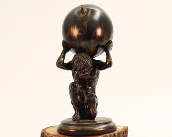 Antique Gold Atlas Statue: Greek Sculpture Home Decor (9.8 Inches)